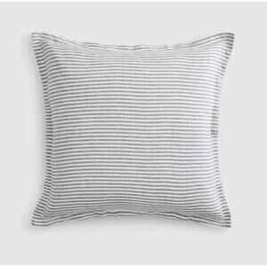 Quince European Linen Striped Euro Sham 20X20 Gray and White NWOT #14